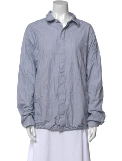 Pre-owned Juunj Striped Long Sleeve Button-up Top In Blue