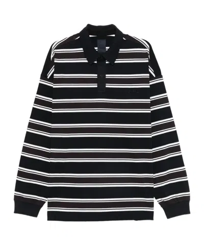 Juunj Striped Long-sleeve Polo Shirt In Blue