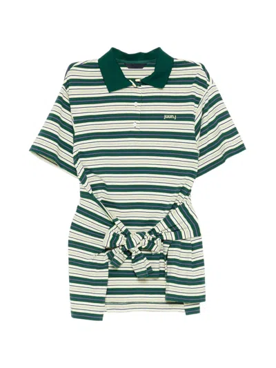 Juunj Striped Polo Top In Green
