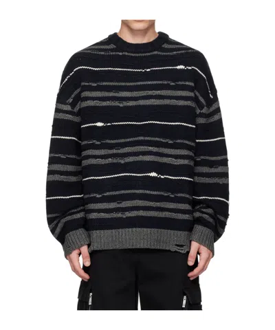 Juunj Multicolor Crewneck Sweater In R Navy