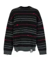 Juunj Multicolor Striped Sweater With Used Effect In Black