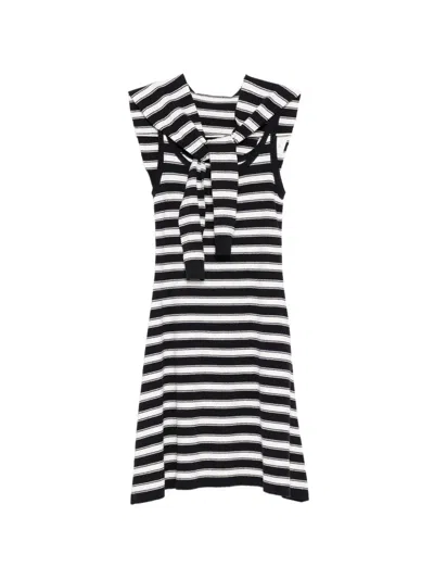 Juunj Striped Sweater-overlay Dress In Black