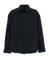 Juunj Wool Cotton Stripe Blouson Shirts In Black