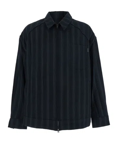 JUUNJ STRIPED ZIP-UP SHIRT