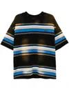 Juunj Vintage Six Block Stripe T-shirt In Brown
