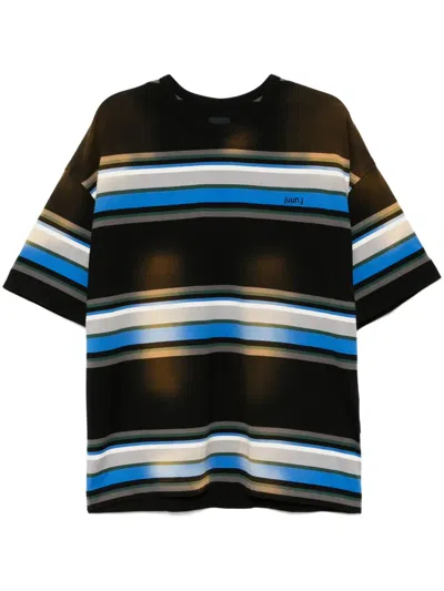 Juunj Vintage Six Block Stripe T-shirt In Brown