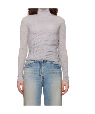 Juunj Waist Shirring Turtleneck In Gray