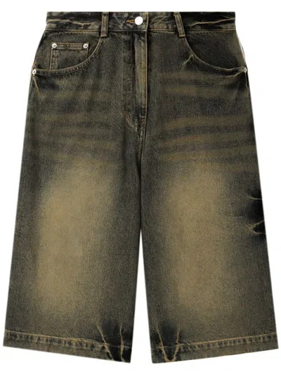 Juunj Whiskering-effect Denim Shorts In P Blue