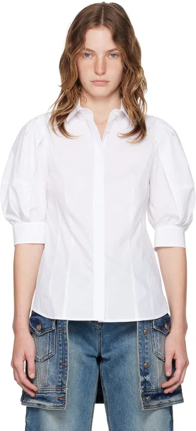 Juunj Puff-sleeve Cotton-blend Blouse In White