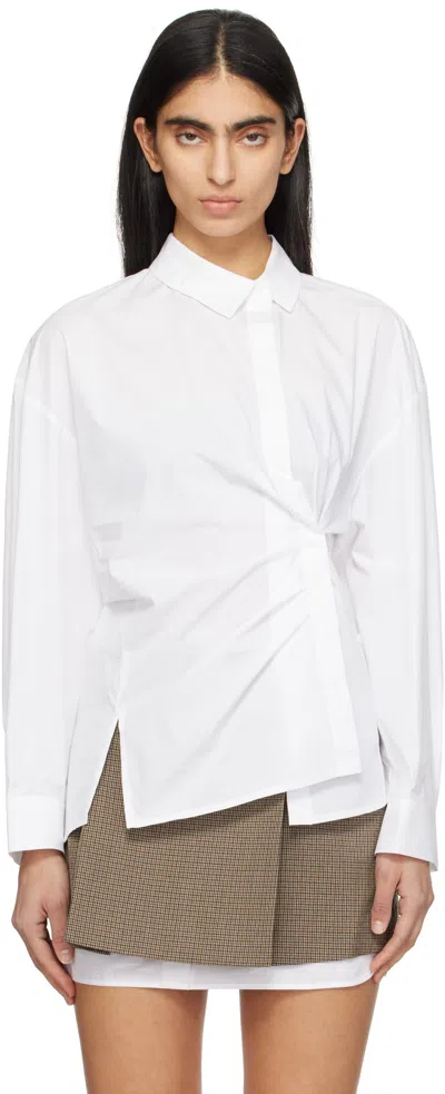 Juunj White Twisted Wrap Shirt In White 1