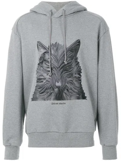 Juunj Wolf Print Hoodie In Gray
