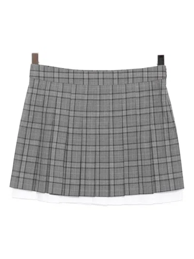 Juunj Wool Checked Skirt In Gray