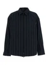 Juunj Wool Cotton Stripe Blouson Shirts In Black