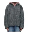 Juunj Gray Organza Padded Jacket In Black