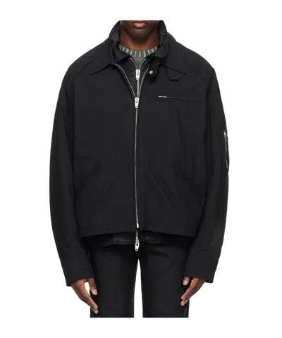 Juunj Zippered Lapel Casual Jacket In Black