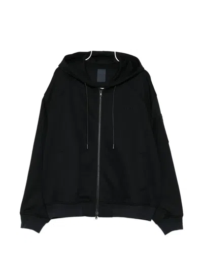 Juunj Zip-up Raglan-sleeve Hoodie In Black