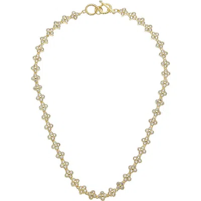 Juvell 18-inch Cubic Zirconia Floral Link Necklace In Tri Color