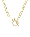 Juvell Cubic Zirconia Toggle Paper Clip Chain Necklace