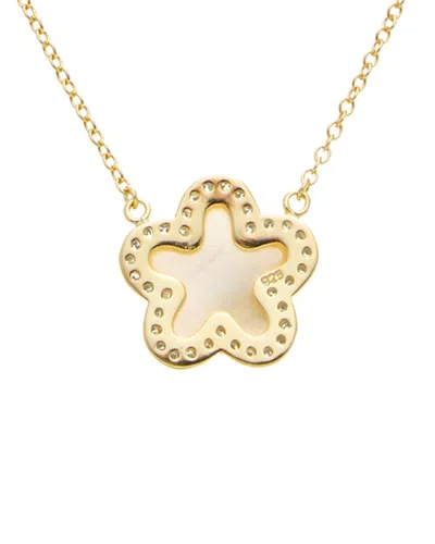 Juvell 18k Over Silver Cz Clover Necklace In Gold