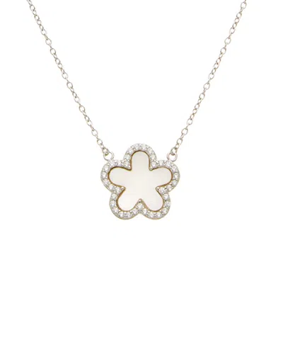 Juvell 18k Over Silver Cz Clover Necklace In Pattern
