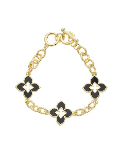 Juvell 18k Plated Black Onyx Cz Toggle Bracelet In Orange