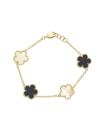Juvell 18k Plated Black Onyx Pearl Bracelet In Gold