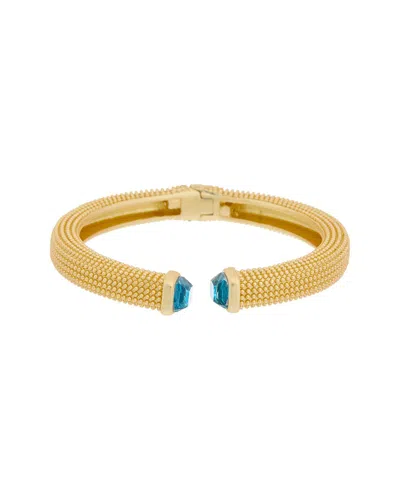 Juvell 18k Plated Blue Topaz Bangle Bracelet In Gold