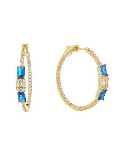 Juvell 18k Plated Blue Topaz Cz Earrings In Gold