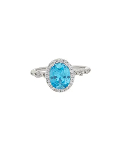 Juvell 18k Plated Blue Topaz Cz Ring In Metallic
