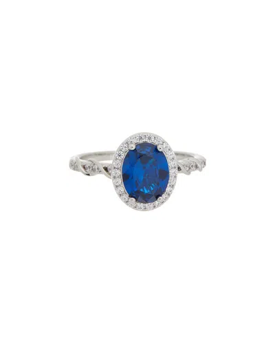 Juvell 18k Plated Blue Topaz Cz Ring In Metallic
