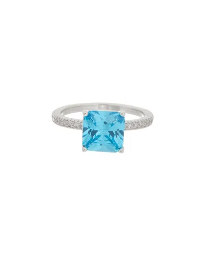 Juvell 18k Plated Blue Topaz Cz Ring In Metallic