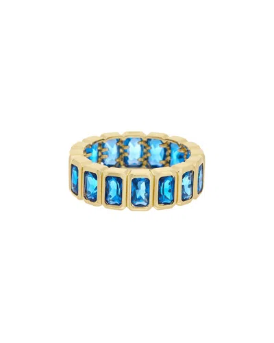 Juvell 18k Plated Blue Topaz Ring In Gold