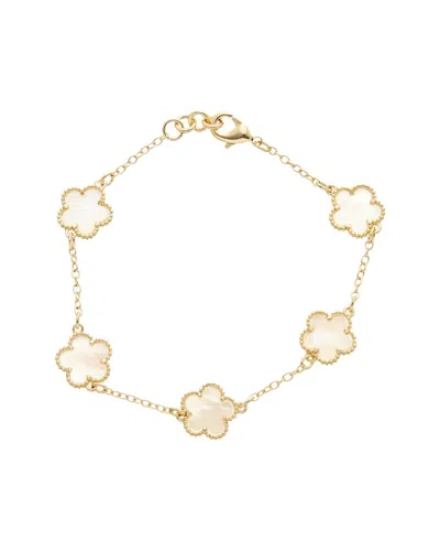 Juvell Mother-of-pearl Clover Station Bracelet In Gold