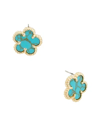 Juvell 18k Plated Clover Earring In Blue