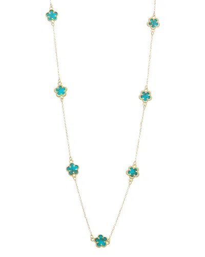 Juvell 18k Plated Clover Necklace In Blue