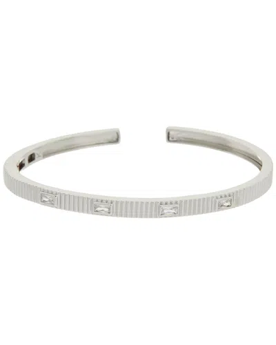 Juvell 18k Plated Cz Bangle Bracelet In Silver