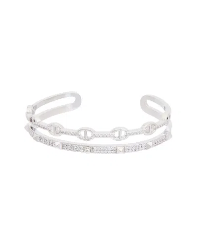 Juvell 18k Plated Cz Bangle Bracelet In Metallic