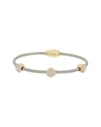Juvell 18k Plated Cz Bangle Bracelet In Metallic