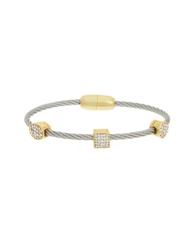 Juvell 18k Plated Cz Bangle Bracelet In Metallic
