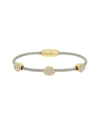 Juvell 18k Plated Cz Bangle Bracelet In Metallic