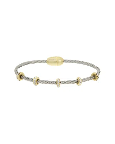 Juvell 18k Plated Cz Bangle Bracelet In Metallic