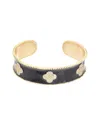 Juvell Cubic Zirconia Clover Enamel Cuff Bracelet In Gold