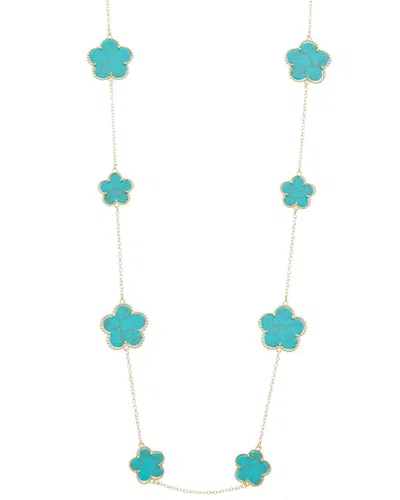 Juvell 18k Plated Cz Clover Necklace In Blue