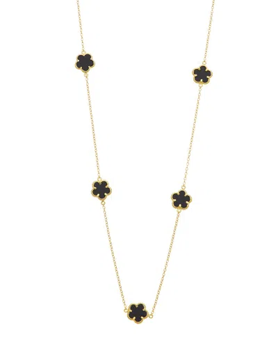 Juvell 18k Plated Cz Clover Necklace In Black
