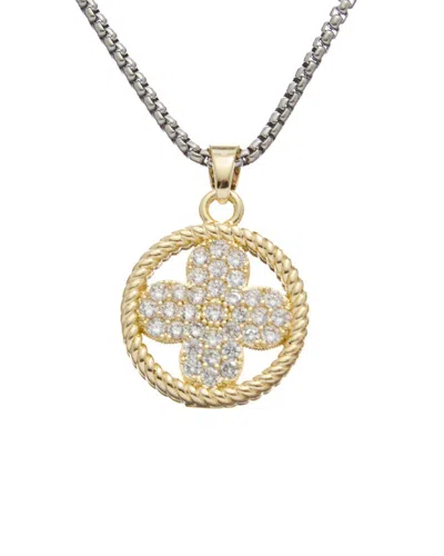 Juvell 18k Plated Cz Clover Necklace In Gold