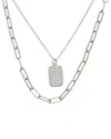 Juvell 18k Plated Cz Dog Tag Link Necklace