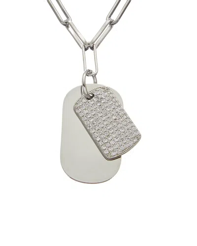 Juvell 18k Plated Cz Dog Tag Link Necklace In Metallic