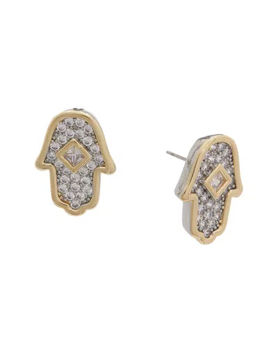 Juvell 18k Plated Cz Hamsa Earrings In Gold