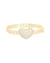Juvell 18k Plated Cz Heart Link Bangle Bracelet