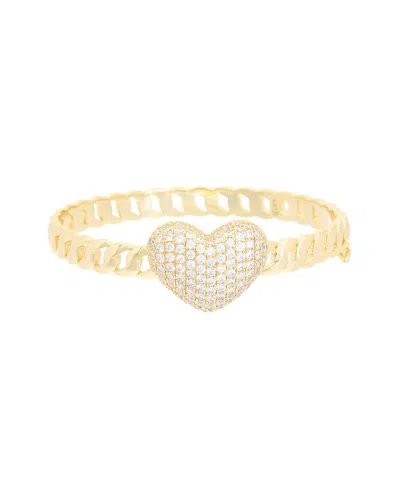 Juvell 18k Plated Cz Heart Link Bangle Bracelet